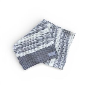 Calvin Klein Gray white Knit Scarf Striped Cozy Winter Wrap